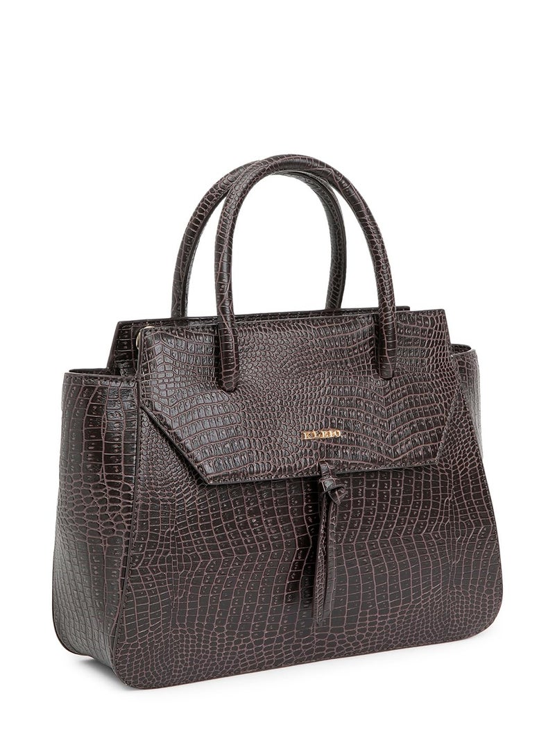 KLEIO Vegan Leather Handbag for Women & Girls - Croco Embossed Design - Image 2